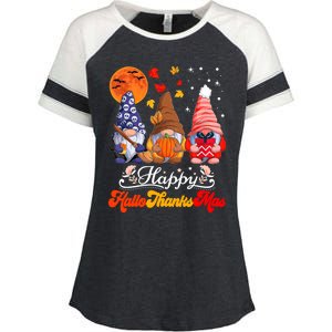 Happy Hallothanksmas Gnomes Halloween Thanksgiving Christmas Cute Gift Enza Ladies Jersey Colorblock Tee