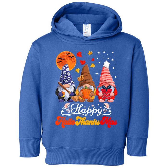 Happy Hallothanksmas Gnomes Halloween Thanksgiving Christmas Cute Gift Toddler Hoodie