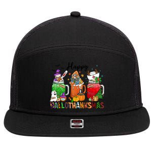 Happy Hallothanksmas Gnome Nurse Halloween Costume Pumpkin Gift 7 Panel Mesh Trucker Snapback Hat