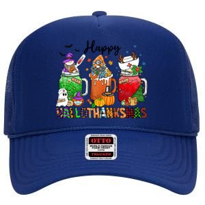 Happy Hallothanksmas Gnome Nurse Halloween Costume Pumpkin Gift High Crown Mesh Back Trucker Hat