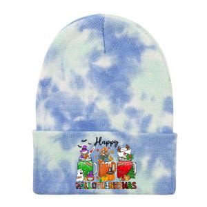 Happy Hallothanksmas Gnome Nurse Halloween Costume Pumpkin Gift Tie Dye 12in Knit Beanie