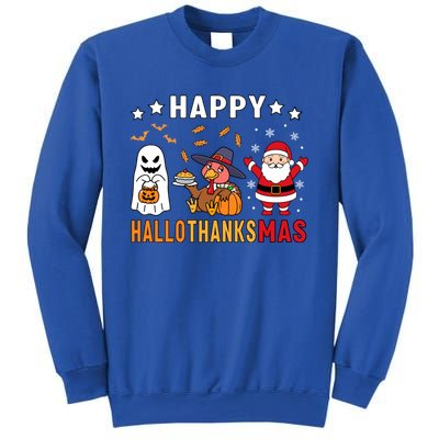 Happy Hallothanksmas Ghost Turkey Pumpkin Christmas Santa Sweatshirt