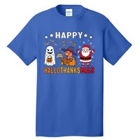 Happy Hallothanksmas Ghost Turkey Pumpkin Christmas Santa Tall T-Shirt