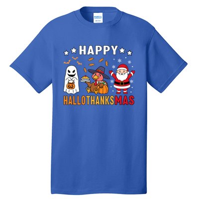 Happy Hallothanksmas Ghost Turkey Pumpkin Christmas Santa Tall T-Shirt