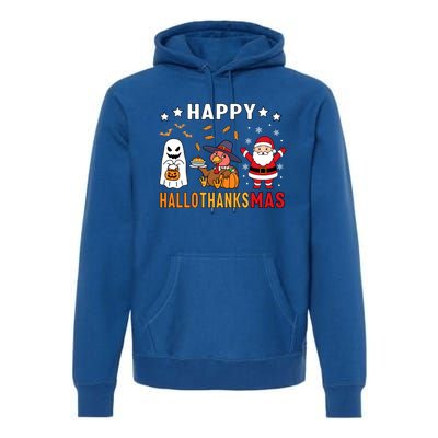 Happy Hallothanksmas Ghost Turkey Pumpkin Christmas Santa Premium Hoodie