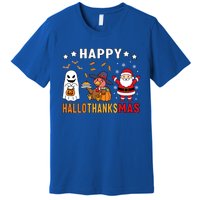 Happy Hallothanksmas Ghost Turkey Pumpkin Christmas Santa Premium T-Shirt