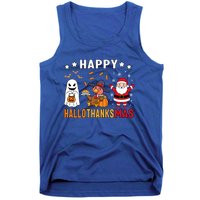 Happy Hallothanksmas Ghost Turkey Pumpkin Christmas Santa Tank Top