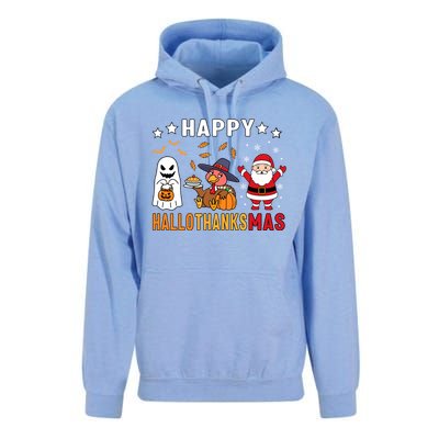 Happy Hallothanksmas Ghost Turkey Pumpkin Christmas Santa Unisex Surf Hoodie