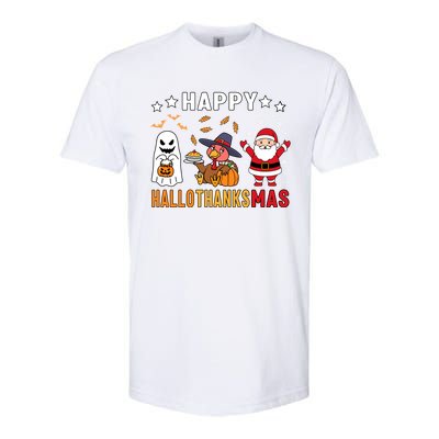 Happy Hallothanksmas Ghost Turkey Pumpkin Christmas Santa Softstyle CVC T-Shirt