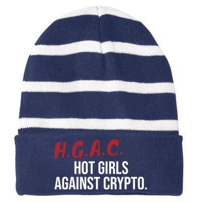 H.G.A.C. Hot Girls Against Crypto Striped Beanie with Solid Band