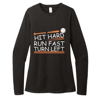 Hit Hard Gift Run Fast Gift Turn Left Gift Funny Baseball Gift Womens CVC Long Sleeve Shirt