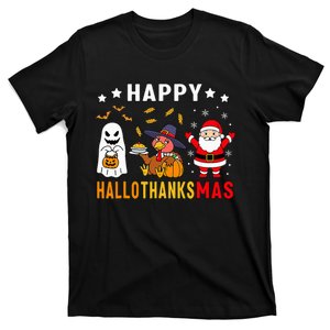 Happy Hallothanksmas Ghost Turkey Pumpkin Christmas Santa T-Shirt