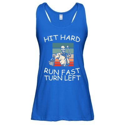 Hit Hard Gift Run Fast Gift Turn Left Gift Funny Baseball Cool Gift Ladies Essential Flowy Tank