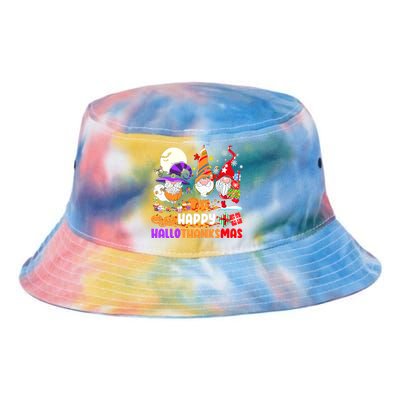 Happy Hallothanksmas Gnomes Halloween Thanksgiving Christmas Tie Dye Newport Bucket Hat