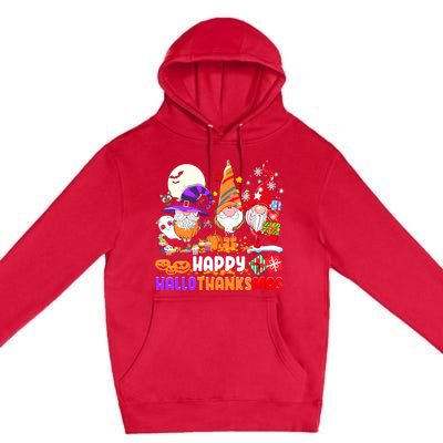 Happy Hallothanksmas Gnomes Halloween Thanksgiving Christmas Premium Pullover Hoodie