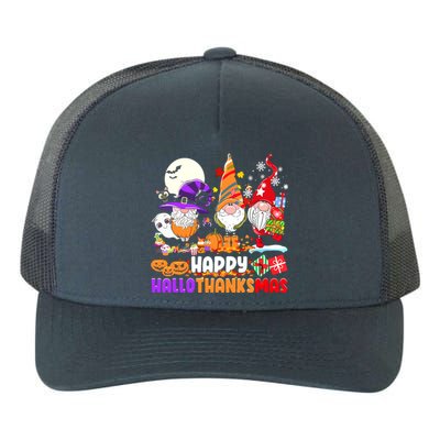 Happy Hallothanksmas Gnomes Halloween Thanksgiving Christmas Yupoong Adult 5-Panel Trucker Hat