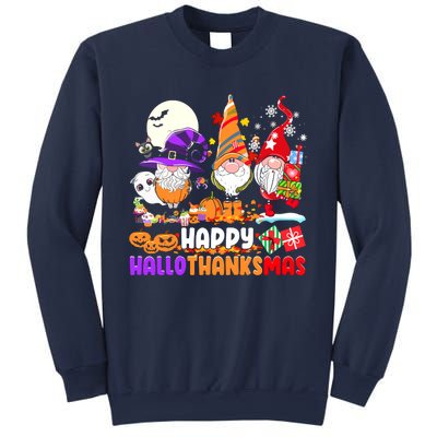 Happy Hallothanksmas Gnomes Halloween Thanksgiving Christmas Sweatshirt