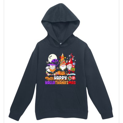 Happy Hallothanksmas Gnomes Halloween Thanksgiving Christmas Urban Pullover Hoodie