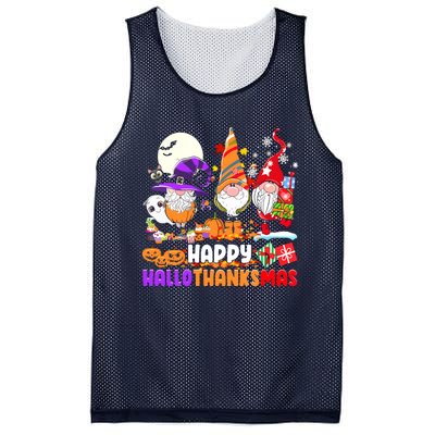 Happy Hallothanksmas Gnomes Halloween Thanksgiving Christmas Mesh Reversible Basketball Jersey Tank