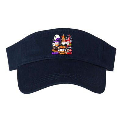 Happy Hallothanksmas Gnomes Halloween Thanksgiving Christmas Valucap Bio-Washed Visor