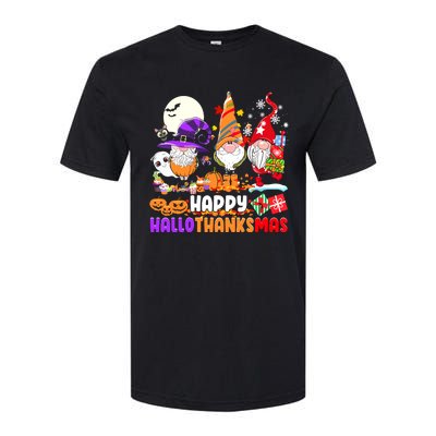 Happy Hallothanksmas Gnomes Halloween Thanksgiving Christmas Softstyle CVC T-Shirt