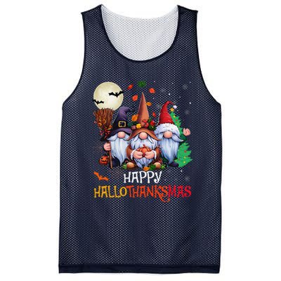 Happy Hallothanksmas Gnomes Lover Halloween Merry Christmas Mesh Reversible Basketball Jersey Tank