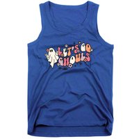 Halloween Hippie Ghosts And Flowers Lets Go Ghouls Groovy Meaningful Gift Tank Top