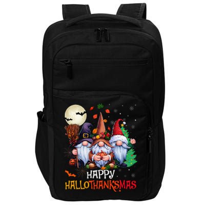 Happy Hallothanksmas Gnomes Lover Halloween Merry Christmas Impact Tech Backpack