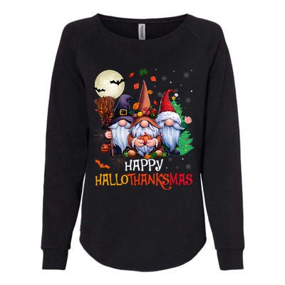 Happy Hallothanksmas Gnomes Lover Halloween Merry Christmas Womens California Wash Sweatshirt