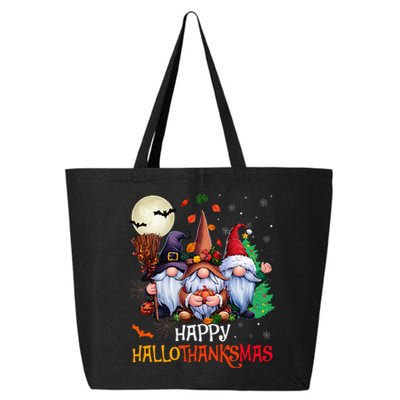 Happy Hallothanksmas Gnomes Lover Halloween Merry Christmas 25L Jumbo Tote