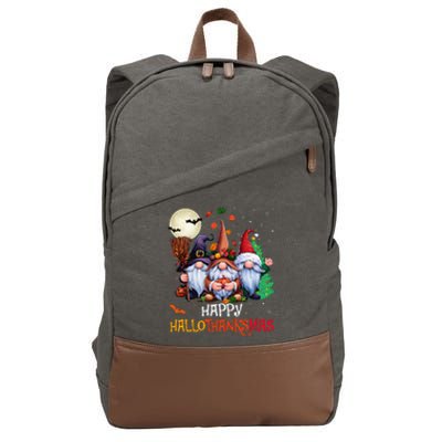 Happy Hallothanksmas Gnomes Lover Halloween Merry Christmas Cotton Canvas Backpack