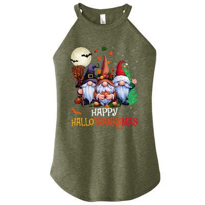 Happy Hallothanksmas Gnomes Lover Halloween Merry Christmas Women's Perfect Tri Rocker Tank