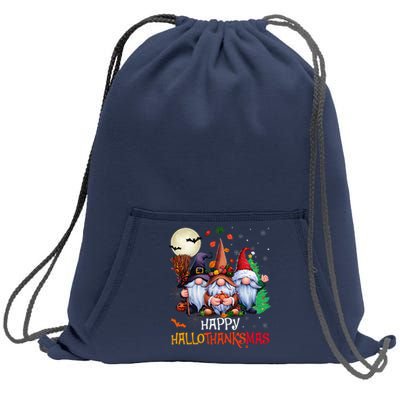 Happy Hallothanksmas Gnomes Lover Halloween Merry Christmas Sweatshirt Cinch Pack Bag