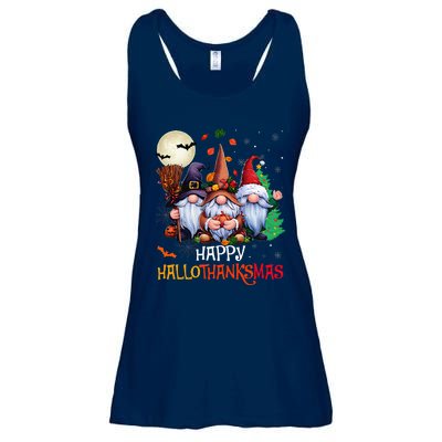 Happy Hallothanksmas Gnomes Lover Halloween Merry Christmas Ladies Essential Flowy Tank