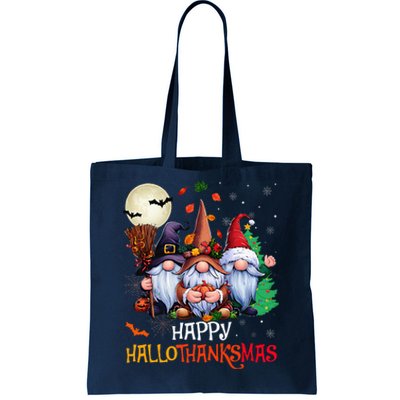 Happy Hallothanksmas Gnomes Lover Halloween Merry Christmas Tote Bag