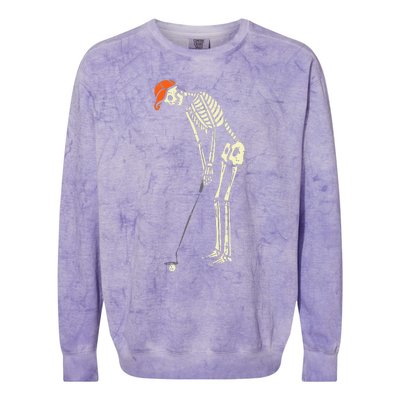 Hilarious Halloween Golfing with Skeleton Sports Golfer Colorblast Crewneck Sweatshirt