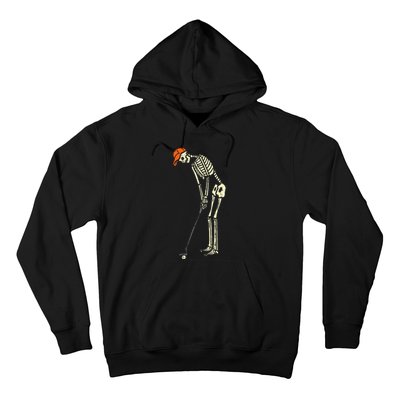 Hilarious Halloween Golfing with Skeleton Sports Golfer Hoodie