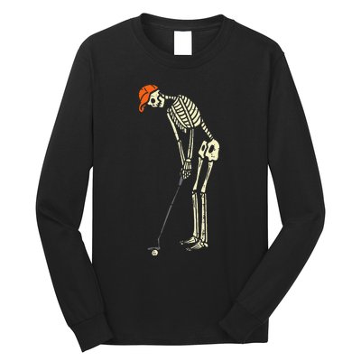 Hilarious Halloween Golfing with Skeleton Sports Golfer Long Sleeve Shirt