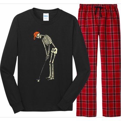 Hilarious Halloween Golfing with Skeleton Sports Golfer Long Sleeve Pajama Set