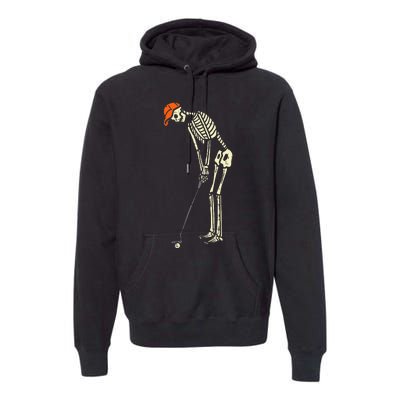 Hilarious Halloween Golfing with Skeleton Sports Golfer Premium Hoodie