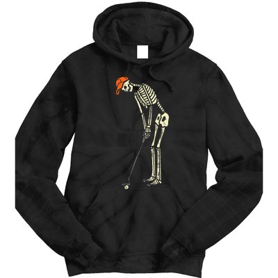 Hilarious Halloween Golfing with Skeleton Sports Golfer Tie Dye Hoodie