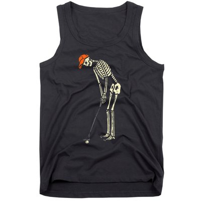 Hilarious Halloween Golfing with Skeleton Sports Golfer Tank Top