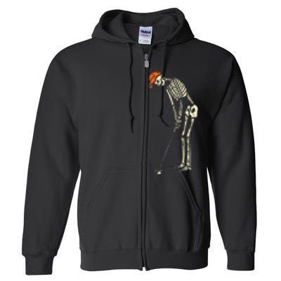 Hilarious Halloween Golfing with Skeleton Sports Golfer Full Zip Hoodie