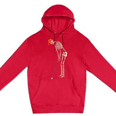 Hilarious Halloween Golfing with Skeleton Sports Golfer Premium Pullover Hoodie