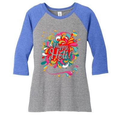 Happy Holi Gift For Indians Funny Gift Women's Tri-Blend 3/4-Sleeve Raglan Shirt