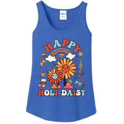 Happy Holimeaningful Giftdaisy Retro Retro Pink Christmas Daisy Retro Gift Ladies Essential Tank