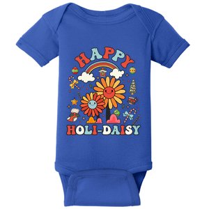 Happy Holimeaningful Giftdaisy Retro Retro Pink Christmas Daisy Retro Gift Baby Bodysuit