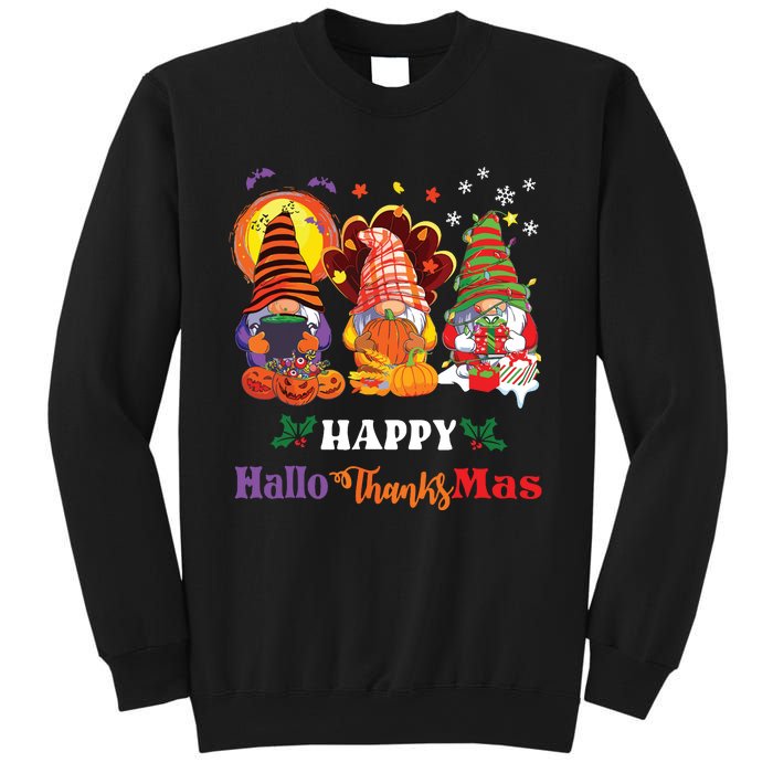 Happy Hallothanksmas Gnome Halloween Thanksgiving Christmas Sweatshirt