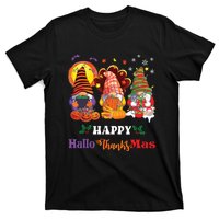 Happy Hallothanksmas Gnome Halloween Thanksgiving Christmas T-Shirt