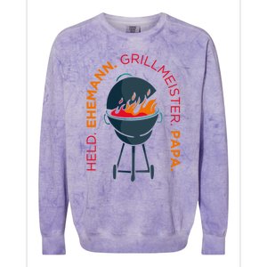 Hero Husband Grill Master Papa Family Father Gift Colorblast Crewneck Sweatshirt